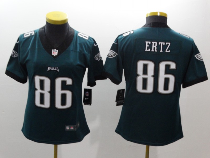 Women Nike Eagles 86 Zach Ertz Green Women Vapor Untouchable Player Limited Jersey