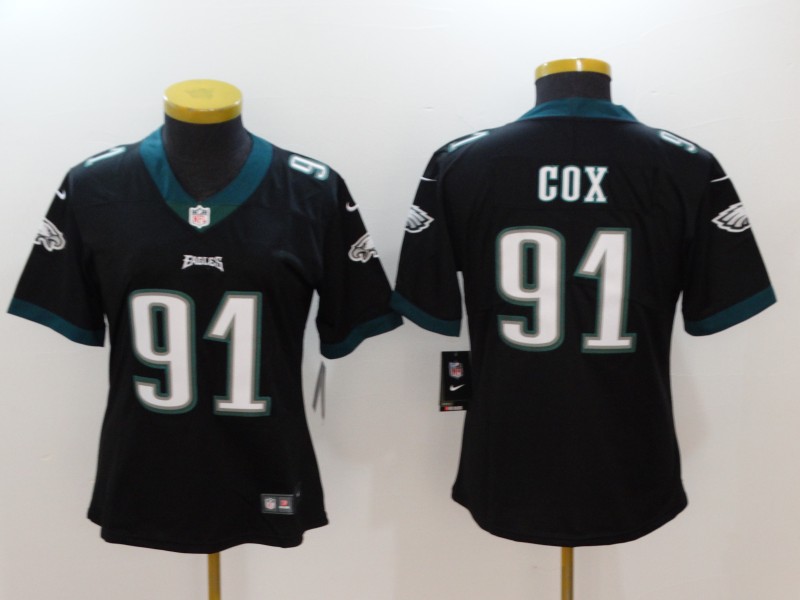 Women Nike Eagles 91 Fletcher Cox Black Women Vapor Untouchable Player Limited Jersey