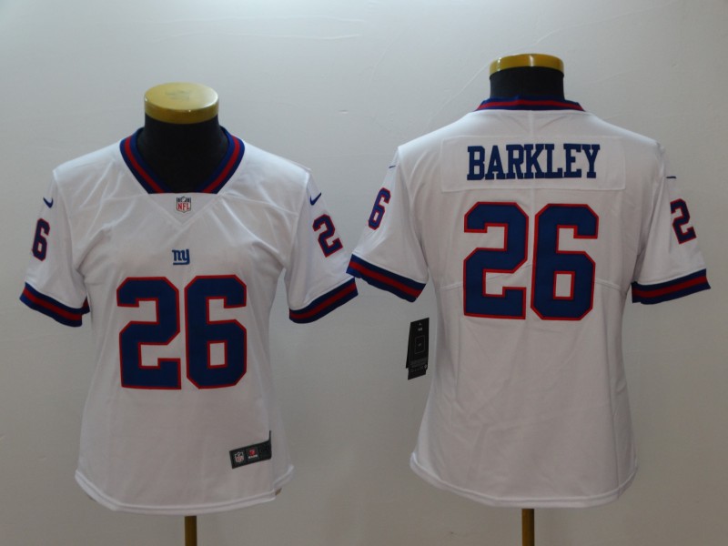 Women Nike Giants 26 Saquon Barkley White Women Color Rush Limited Jersey