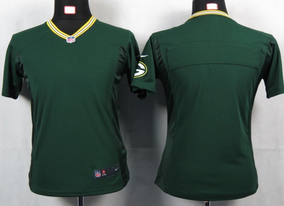 Women NEW NFL Green Bay Packers Blank Green Portrait Fashion Game Jerseys