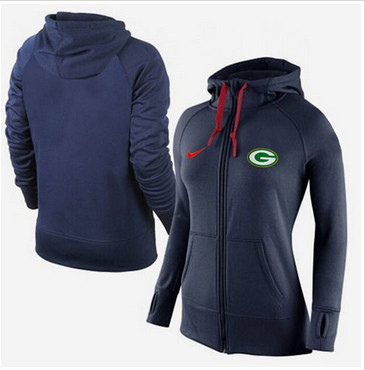 Women Nike Green Bay Packers Full-Zip Performance Hoodie Dark Blue Women Nike Green Bay Packers Full-Zip Performance Hoodie Dark Blue