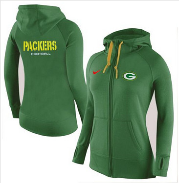 Women Nike Green Bay Packers Full-Zip Performance Hoodie Green Women Nike Green Bay Packers Full-Zip Performance Hoodie Green
