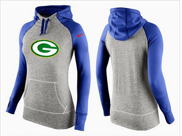 Women Nike Green Bay Packers Performance Hoodie Grey & Blue