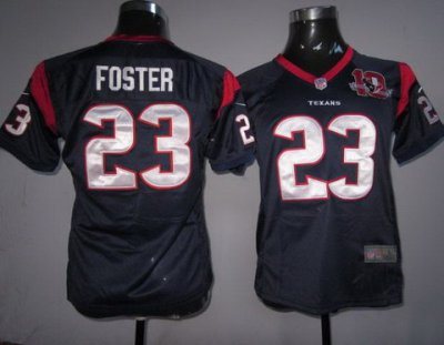 Women NEW Houston Texans #23 Arian Foster Blue NEW NFL Jerseys W 10th Patch