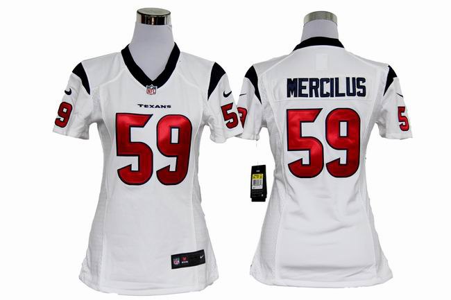 Women NEW Houston Texans 59 Whitney Mercilus White Jerseys