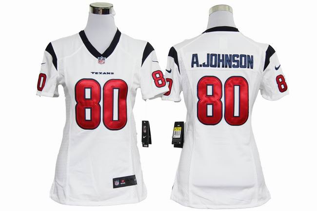 Women NEW Houston Texans 80 Andre Johnson White Jerseys