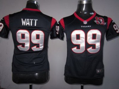 2012 Women NEW Houston Texans 99 Watt Blue NEW NFL Jerseys W 10th Patch