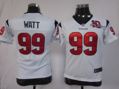 2012 Women NEW Houston Texans 99 Watt White NEW NFL Jerseys W 10th Patch