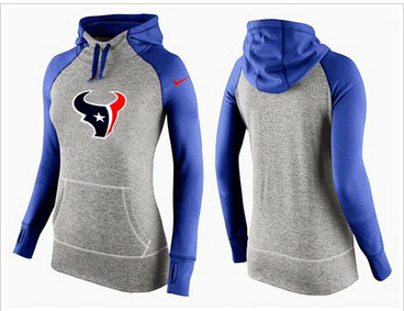 Women Nike Houston Texans Performance Hoodie Grey & Blue