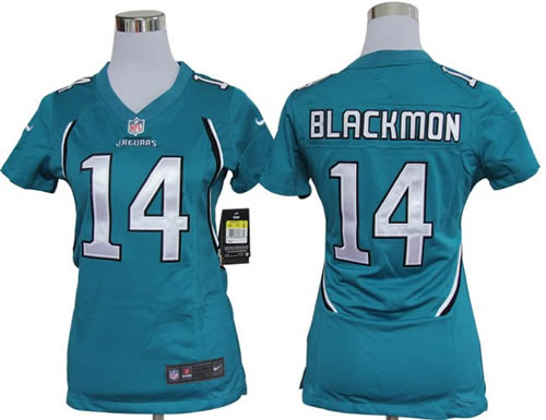 Women NEW Jacksonville Jaguars 14 Justin Blackmon Green Jerseys