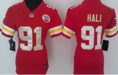 Women NEW Kansas City Chiefs 91 Tamba Hali Red Jerseys