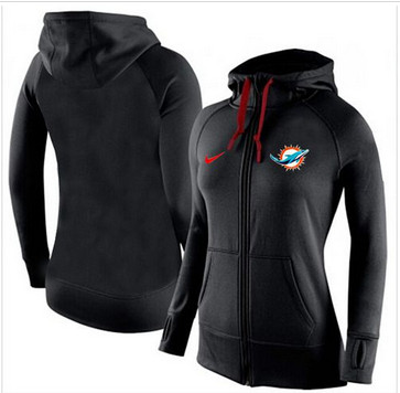 Women Nike Miami Dolphins Full-Zip Performance Hoodie Black