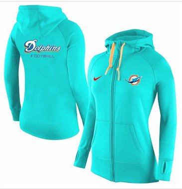 Women Nike Miami Dolphins Full-Zip Performance Hoodie Green