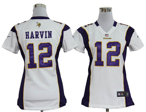 Women NEW Minnesota Vikings 12 Percy Harvin White Jerseys