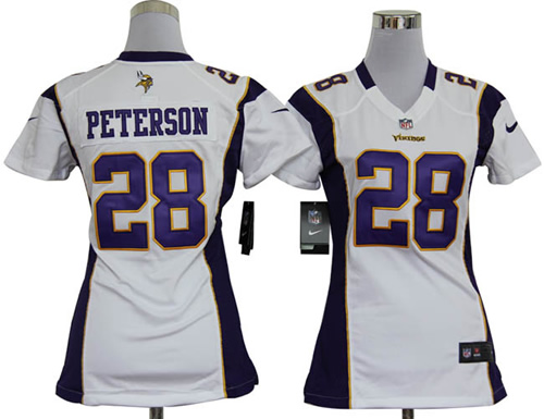 women NEW minnesota vikings 28 adrian peterson white jerseys