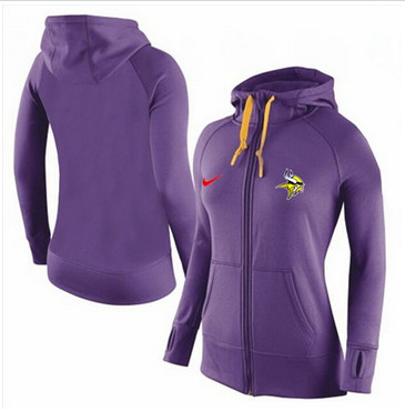 Women Nike Minnesota Vikings Full-Zip Performance Hoodie Purple_2