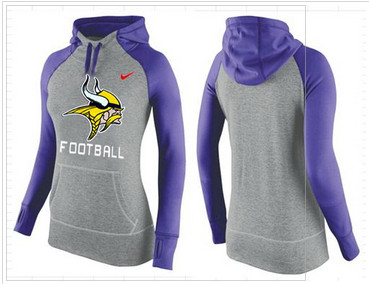 Women Nike Minnesota Vikings Performance Hoodie Grey & Purple_1