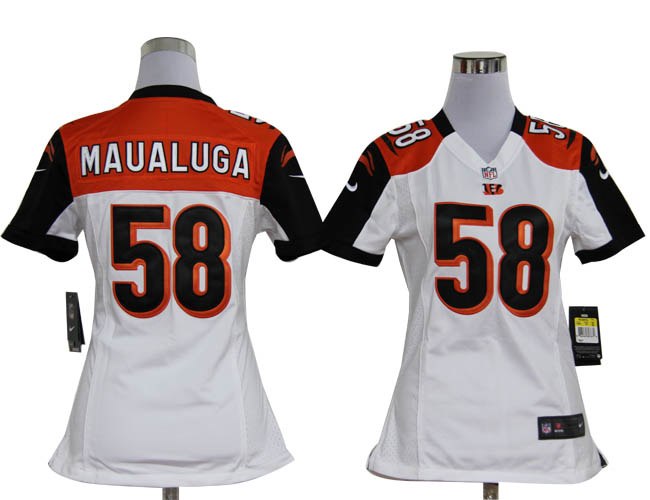 Women NEW NFL Cincinnati Bengals 58 Rey Maualuga White Jerseys