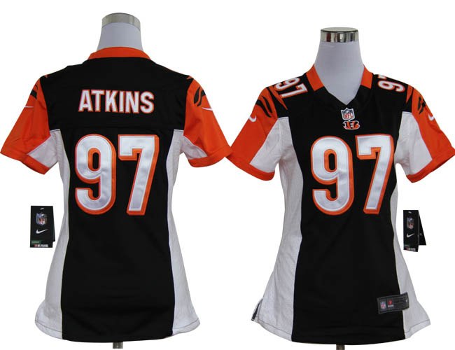 Women NEW NFL Cincinnati Bengals 97 Geno Atkins Black Jerseys