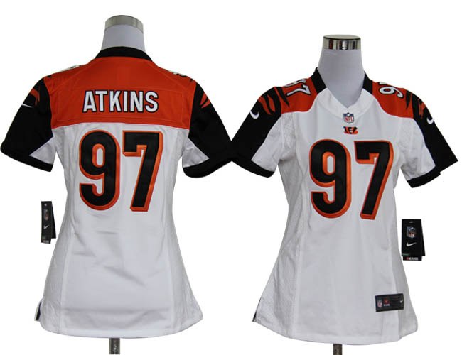 Women NEW NFL Cincinnati Bengals 97 Geno Atkins White Jerseys