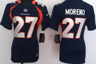 Women NEW NFL Denver Broncos 27 Knowshon Moreno Blue Jerseys
