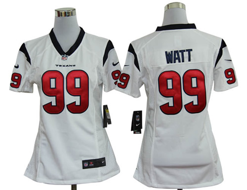 Women NEW NFL Houston Texans 99 Watt White Jerseys