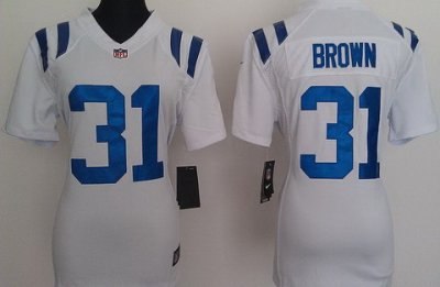 Women NEW NFL Indianapolis Colts 31# Donald Brown White Jerseys