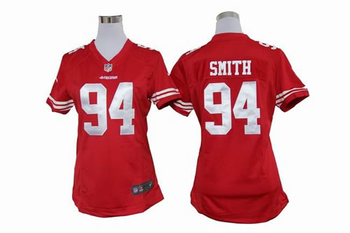 Women NEW NFL San Francisco 49ers 94 Justin Smith Red Jerseys
