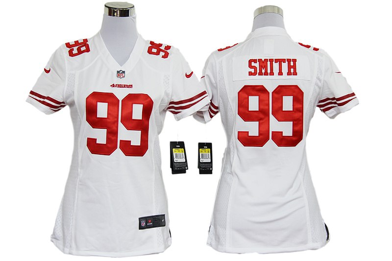 Women NEW NFL San Francisco 49ers 99 Aldon Smith White Jerseys