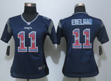 Women Nike New England Patriots #11 Julian EdelmanNavy Blue Strobe Elite Jersey