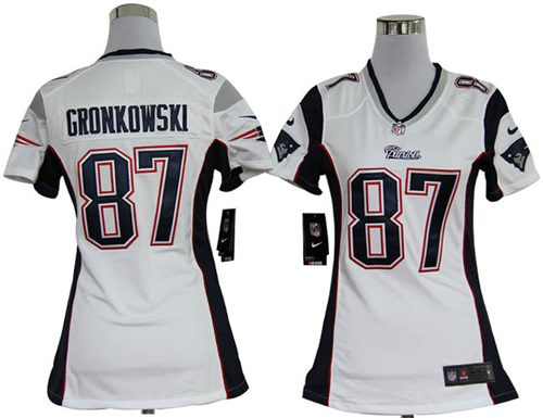 Women NEW New England Patriots 87 Rob Gronkowski White Jerseys