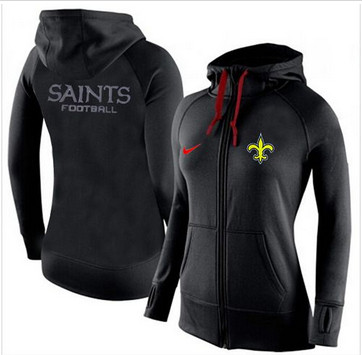 Women Nike New Orleans Saints Full-Zip Performance Hoodie Black Women Nike New Orleans Saints Full-Zip Performance Hoodie Black