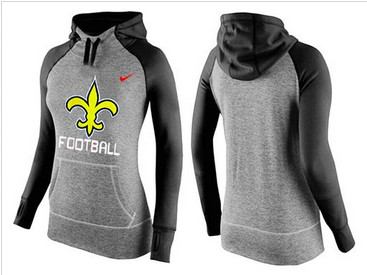 Women Nike New Orleans Saints Performance Hoodie Grey & Black_1 Women Nike New Orleans Saints Performance Hoodie Grey & Black_1