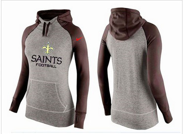 Women Nike New Orleans Saints Performance Hoodie Grey & Brown Women Nike New Orleans Saints Performance Hoodie Grey & Brown