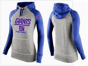Women Nike New York Giants Performance Hoodie Grey & Blue_1 Women Nike New York Giants Performance Hoodie Grey & Blue_1