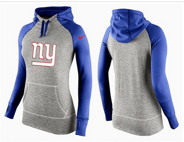 Women Nike New York Giants Performance Hoodie Grey & Blue_2 Women Nike New York Giants Performance Hoodie Grey & Blue_2