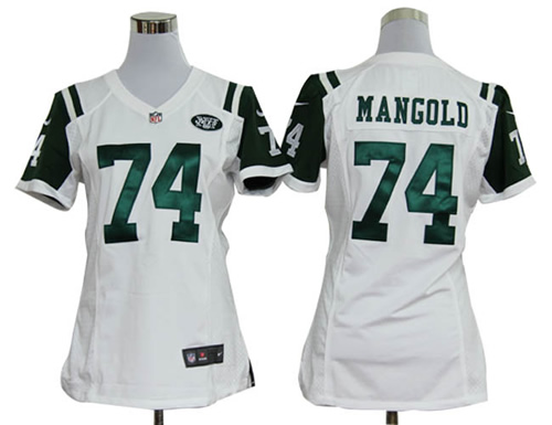 Women NEW New York Jets 74 Nick Mangold White Jerseys
