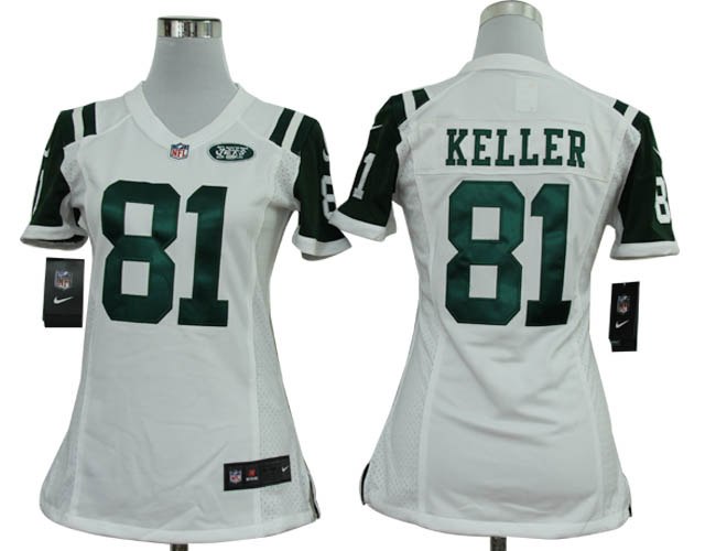 Women NEW New York Jets 81 Dustin Keller White Jerseys