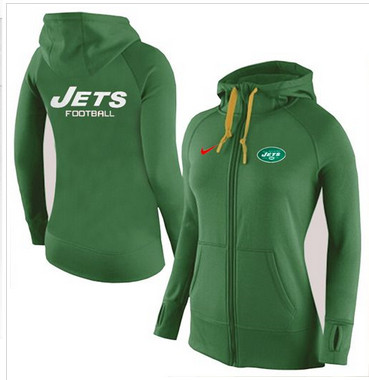 Women Nike New York Jets Full-Zip Performance Hoodie Green Women Nike New York Jets Full-Zip Performance Hoodie Green