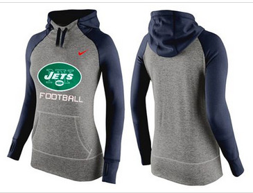 Women Nike New York Jets Performance Hoodie Grey & Dark Blue Women Nike New York Jets Performance Hoodie Grey & Dark Blue
