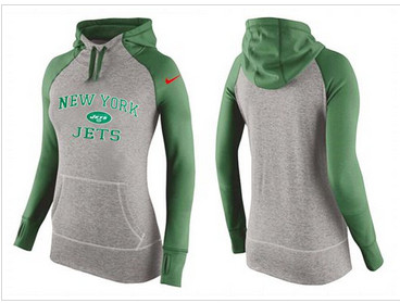 Women Nike New York Jets Performance Hoodie Grey & Green_1 Women Nike New York Jets Performance Hoodie Grey & Green_1