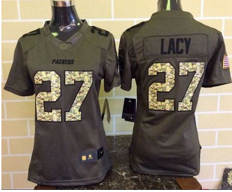 Women Nike Packers #27 Eddie Lacy Green Stitched NFL Limited Salute to Service Jersey