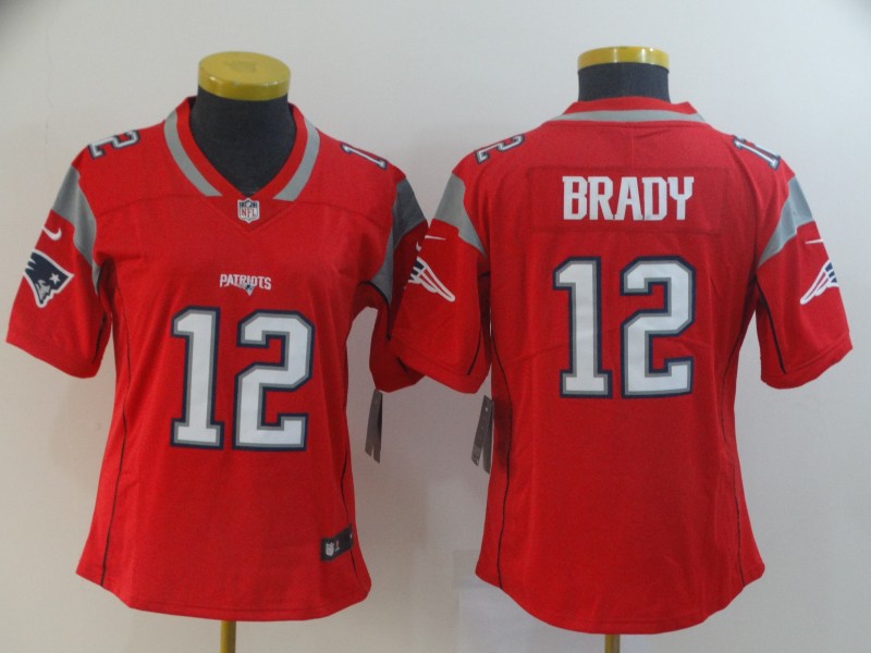 Women Nike Patriots 12 Tom Brady Red Women Inverted Legend Limited Jersey Women Nike Patriots 12 Tom Brady Red Women Inverted Legend Limited Jersey