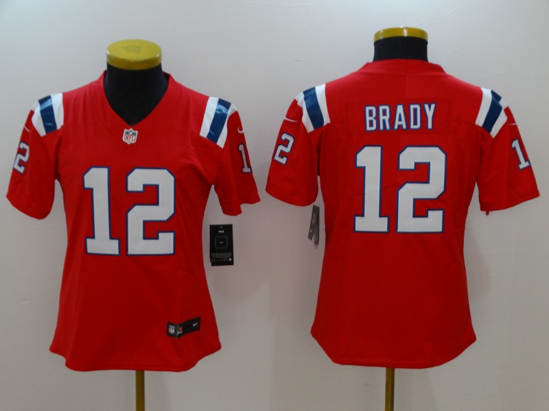 Women Nike Patriots 12 Tom Brady Red Women Vapor Untouchable Player Limited Jersey