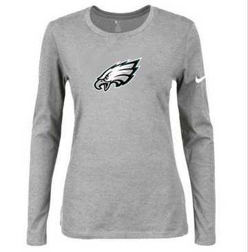 Women Nike Philadelphia Eagles Of The City Long Sleeve Tri-Blend NFL T-Shirt Light Grey