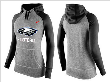 Women Nike Philadelphia Eagles Performance Hoodie Grey & Black_1 Women Nike Philadelphia Eagles Performance Hoodie Grey & Black_1