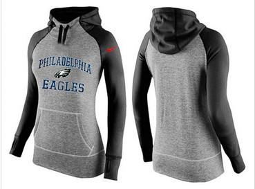 Women Nike Philadelphia Eagles Performance Hoodie Grey & Black_2 Women Nike Philadelphia Eagles Performance Hoodie Grey & Black_2
