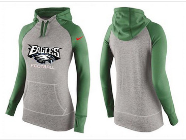 Women Nike Philadelphia Eagles Performance Hoodie Grey & Green_1 Women Nike Philadelphia Eagles Performance Hoodie Grey & Green_1