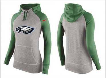 Women Nike Philadelphia Eagles Performance Hoodie Grey & Green_2 Women Nike Philadelphia Eagles Performance Hoodie Grey & Green_2