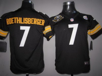 Women NEW Pittsburgh Steelers #7 Ben Roethlisberger Black NEW NFL Jerseys W 80 Anniversary Patch
